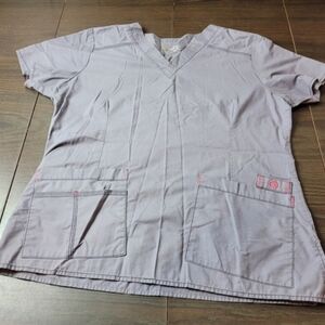 WonderWink Women's Short Sleeve Light Gray Scrub Top Medium